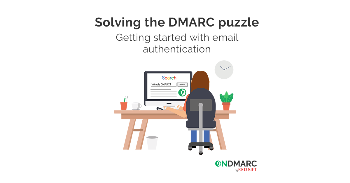 Woman at computer searching for DMARC